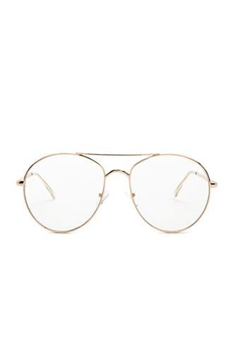 Forever 21 Metal Aviator Readers , Gold/clear