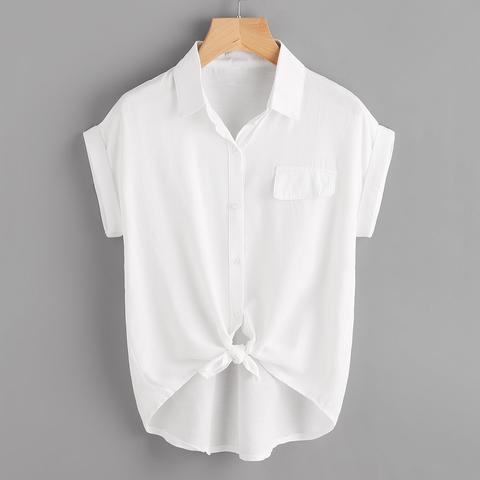 Knotted Self-tie Button-front Shirt