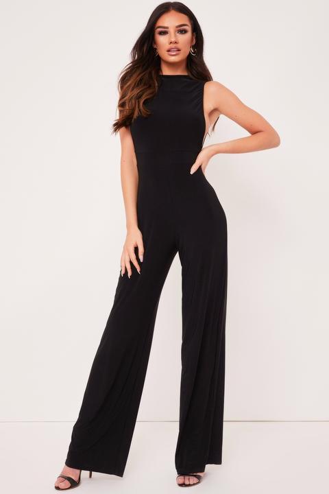 Tilly Black Slinky Side Boob Jumpsuit