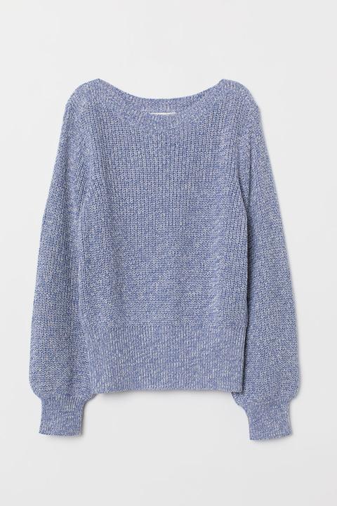 H & M - Pullover In Maglia A Coste - Blu