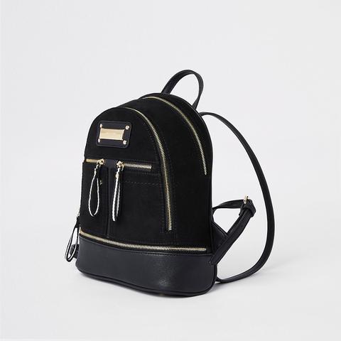 River Island zip pocket backpack in black