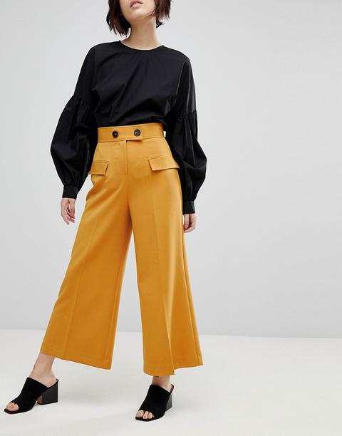 Asos - Gonna Pantalone Multitasche Con Bottone - Giallo