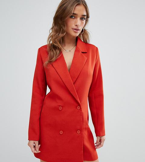 Missguided Petite - Tux - Vestito Stile Blazer Color Ruggine - Rosso