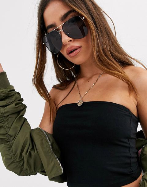 Asos Design Oversized Aviator Sunglasses In Black