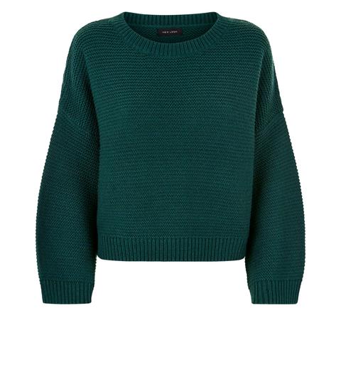 Dark Green Wide Sleeve Jumper New Look