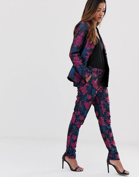 Mbym Metallic Floral Jacquard Suit Trousers-multi