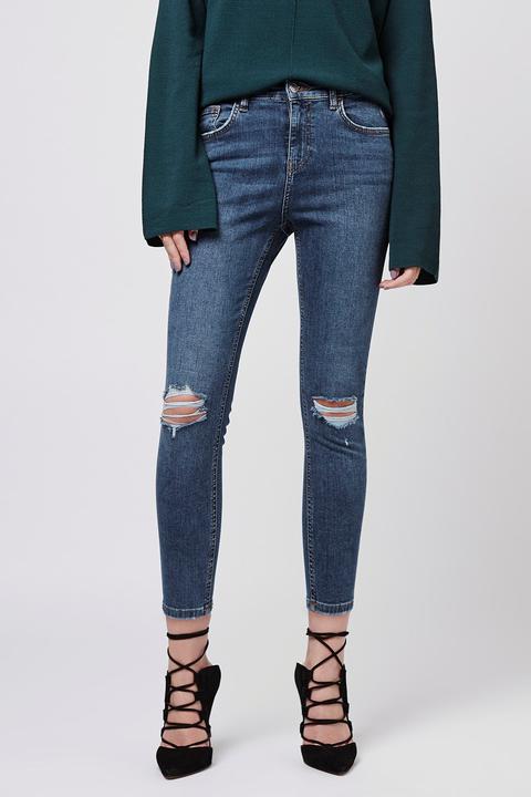 Womens Petite Ripped Jamie Jeans - Mid Stone, Mid Stone