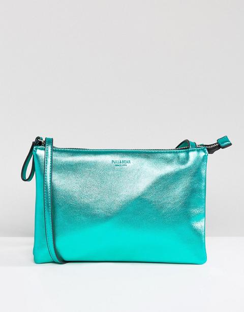 Pull&bear - Borsa A Tracolla Metallizzata Con Zip - Verde