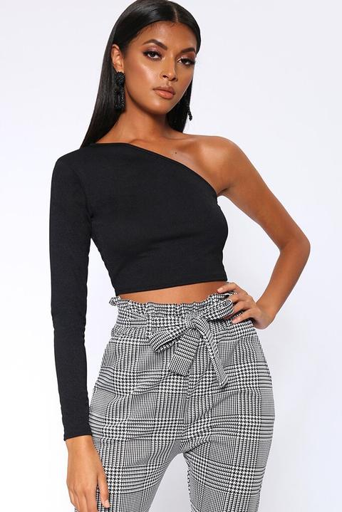 Black One Sleeve Crop Top