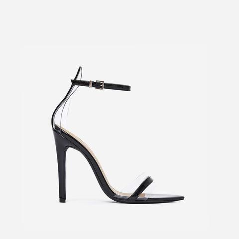 Tessy Perspex Heel In Black Patent, Black