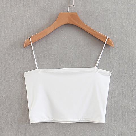 Top Crop Monocolore Con Bretelle Sottile