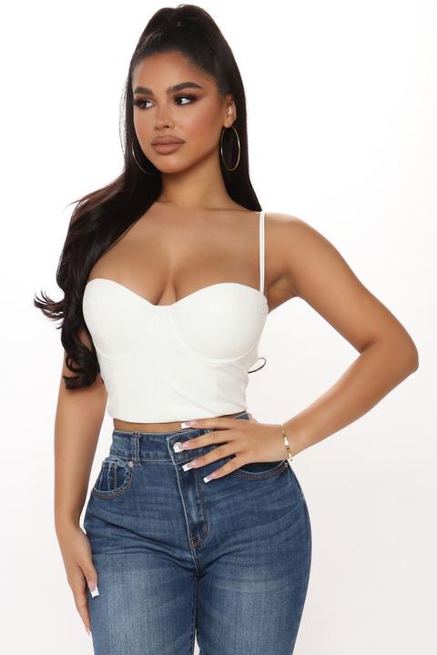 Spot A Faux Leather Bustier Top - Ivory