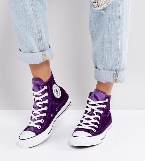 Converse Chuck Taylor - Scarpe Da Ginnastica Alte In Velluto Viola - Viola