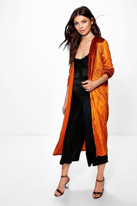 Emilia Pleated Crushed Velvet Duster