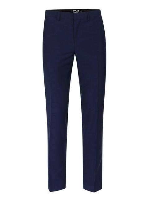 Bright Blue Twill Skinny Fit Suit Trousers