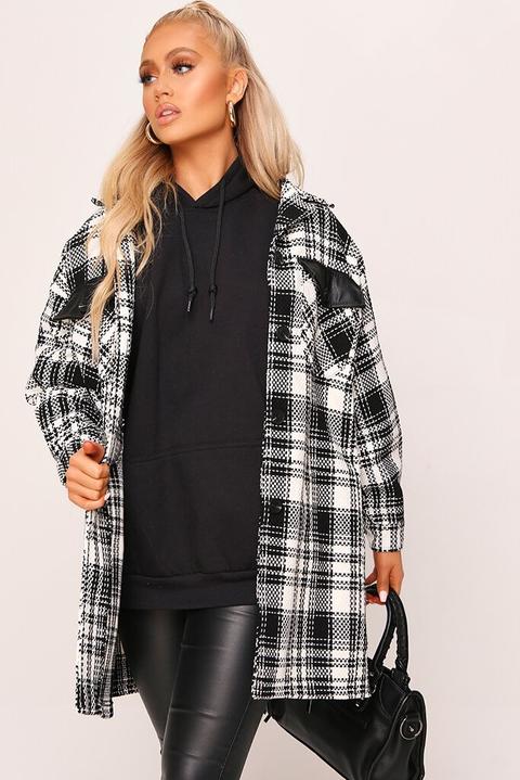 Black Check Print Shacket