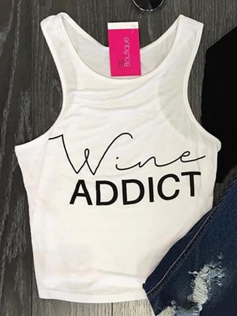 Hot Summer Crew Neck Letter Print Tank Top