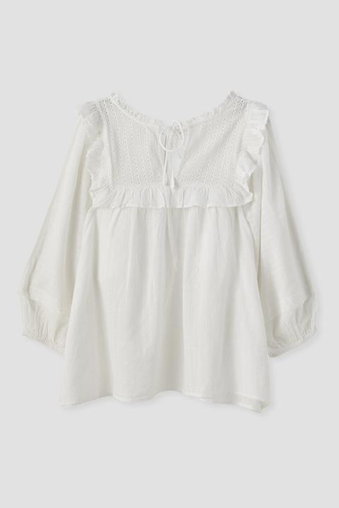 Blusa Blanca Volantes Lazada