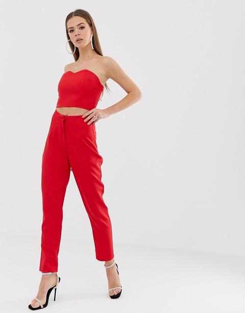 Pantalones Pitillo De Sastre En Rojo De Missguided