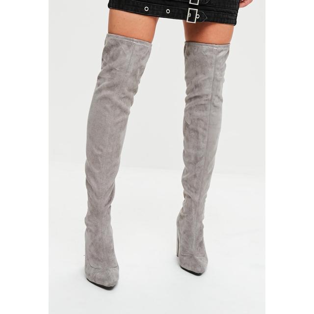 over the knee boots grey