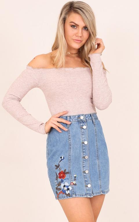 Free Time Denim Skirt In Mid Wash