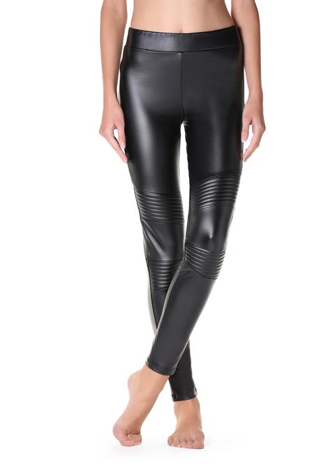 Leggings Stile Biker Effetto Pelle Termici