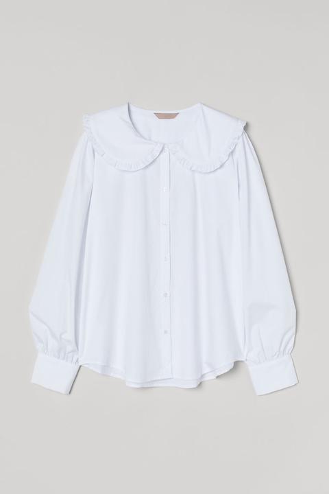 H \u0026 M+ Large-collared Blouse - White 