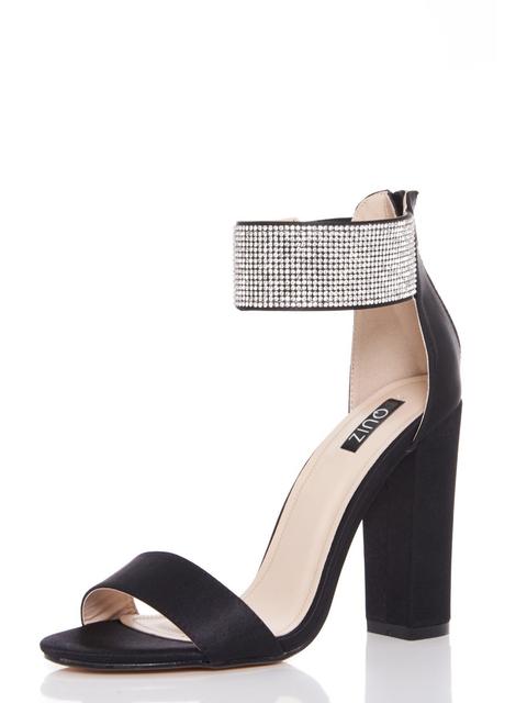 quiz black diamante shoes