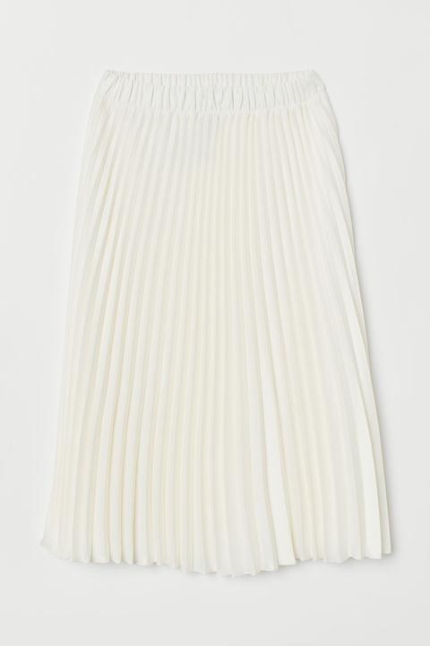 H & M - Pleated Skirt - White