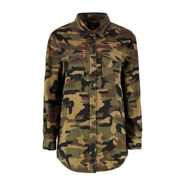 Camo Print Slim Fit Denim Shirt