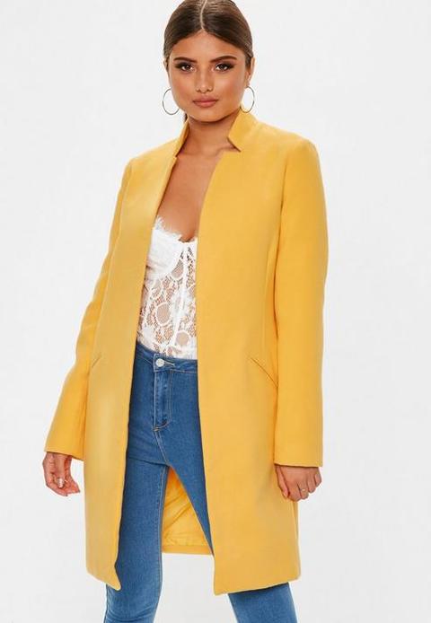 Tall Yellow Inverted Collar Formal Coat, Mustard