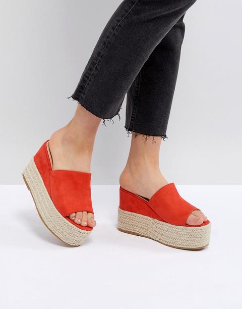 Chinelas De Esparto Con Plataforma Plana En Naranja Ayanna De Raid