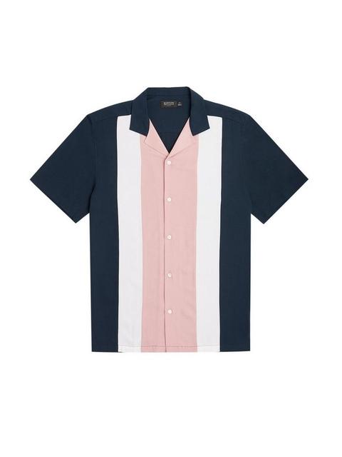 Pink And Navy Cut And Sew Shirt