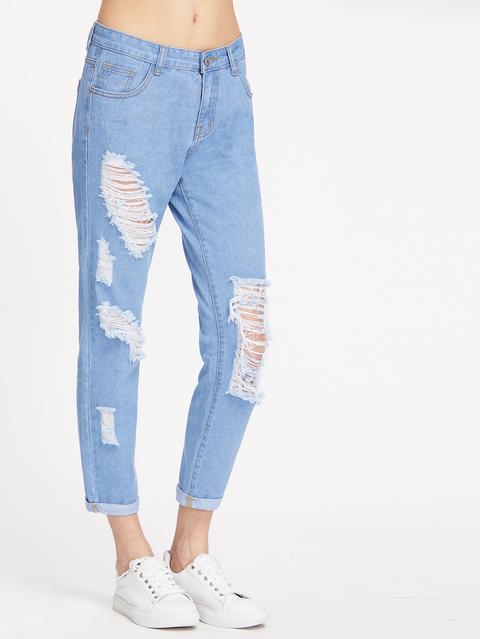 Washed Distress Jeans