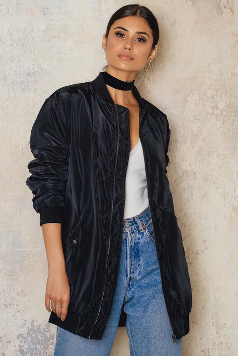 Lacing Long Bomber Jacket