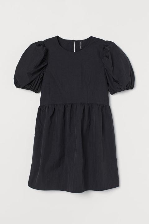 Robe À Manches Bouffantes - Noir