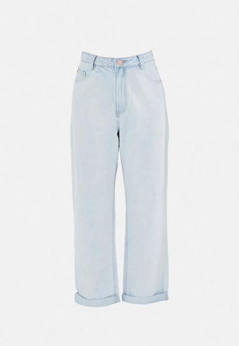 Light Blue Highwaisted Pleat Front Balloon Jeans, Blue