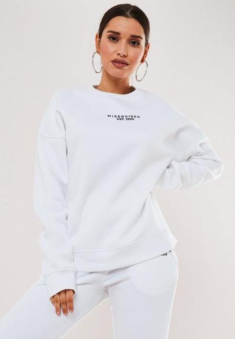 White Missguided Oversized Sweatshirt, White