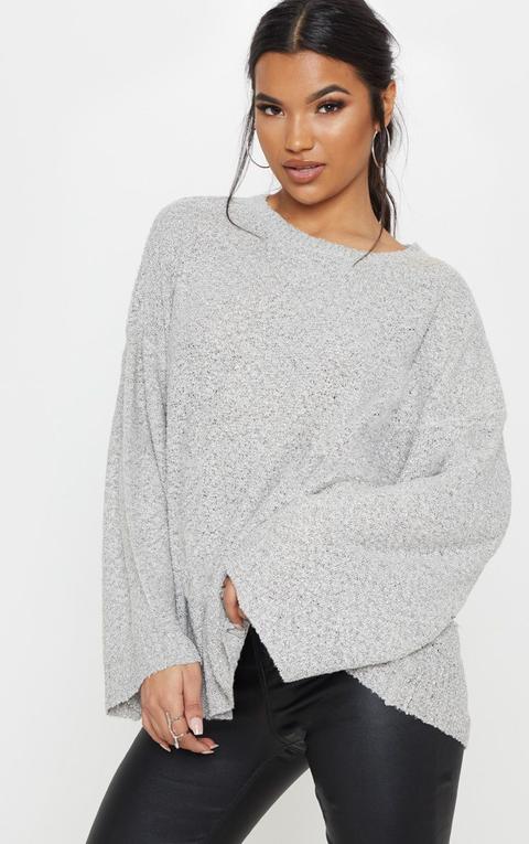 Grey Oversized Fluffy Knit Jumper