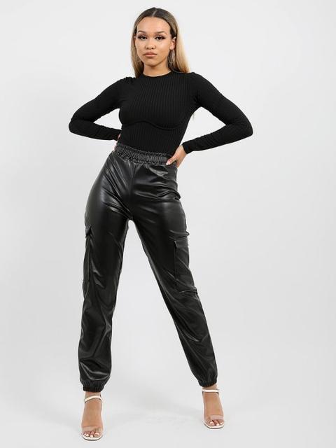 Madelyn Pu Cargo Trousers In Black