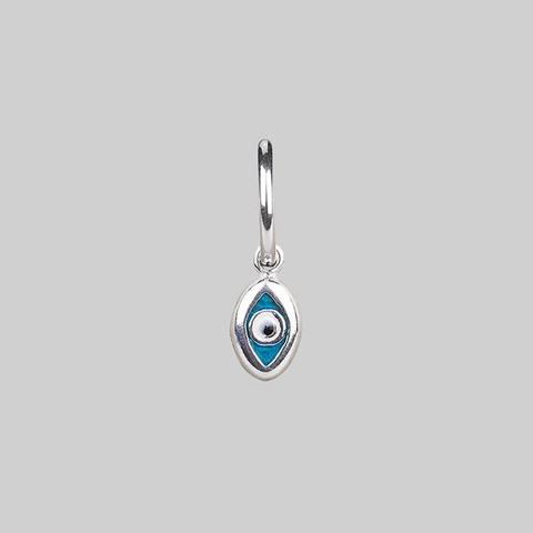 Eye Wide Shut. Single Silver Hoop Earring With Eye Charm