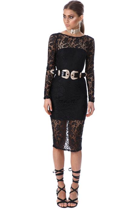 Black Orchid Lace Midi Dress