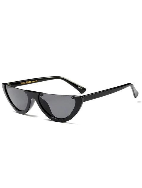 Street Snap Semilunar Semi-rimless Sunglasses - Black