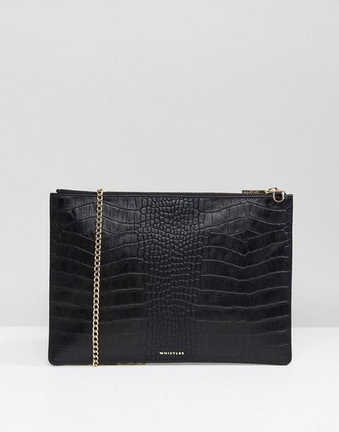 Bolso De Efecto Piel De Cocodrilo En Negro Mate Rivington De Whistles