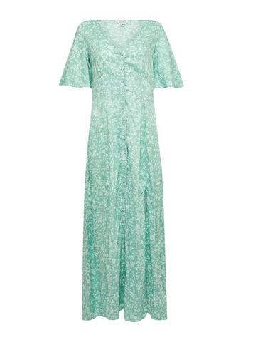 Womens Green Minnie Button Through Maxi Dress, Green