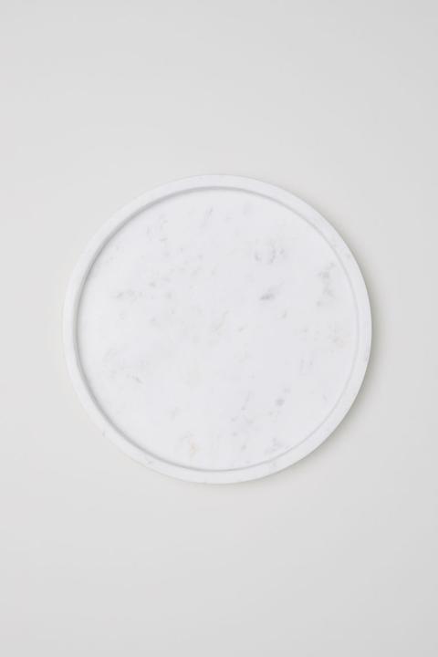 Round Marble Tray - White