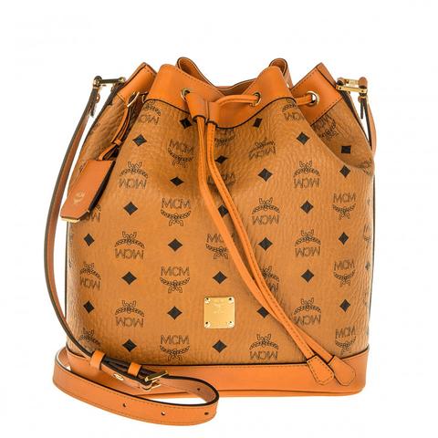 mcm heritage drawstring small cognac