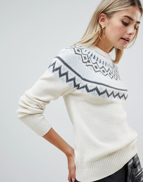 Fashion Union - Maglione Con Motivo Fair Isle - Bianco