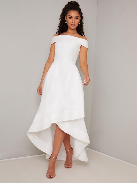 Bardot Dip Hem Midi Dress In White from ...
