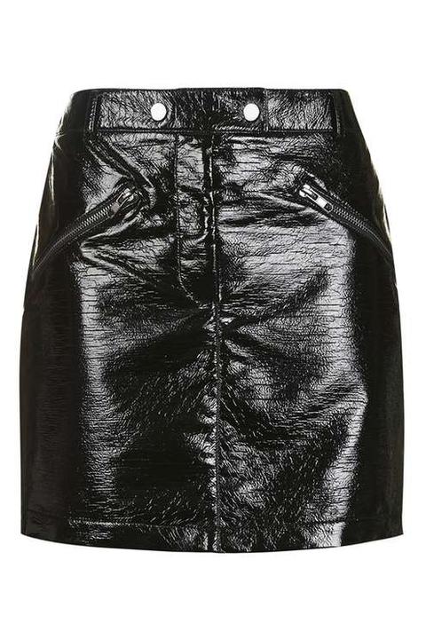 Black Vinyl Mini Skirt